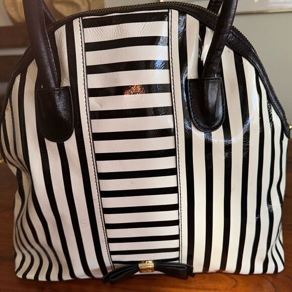 Badgley Mischka black/white 
Belle Selena Striped
Convertible Satchel - Picture 2 of 16